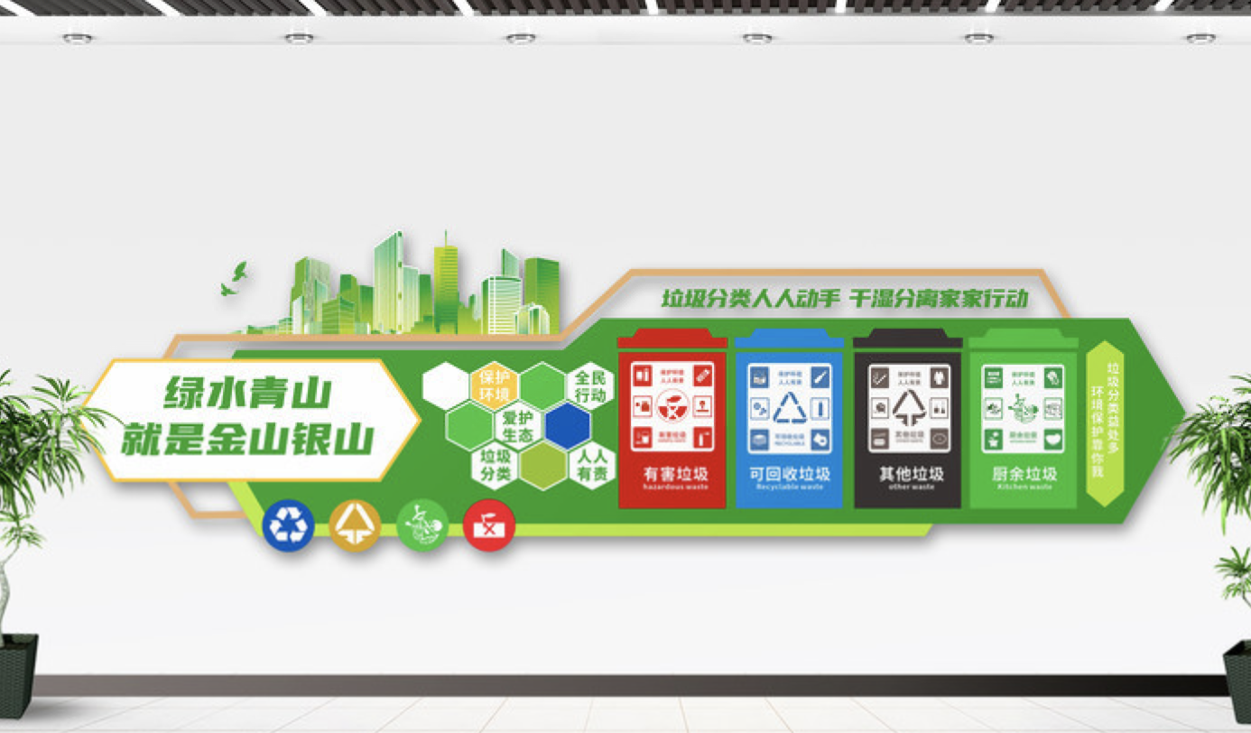 垃圾分類人人動(dòng)手干濕分離家家行動(dòng)文化墻